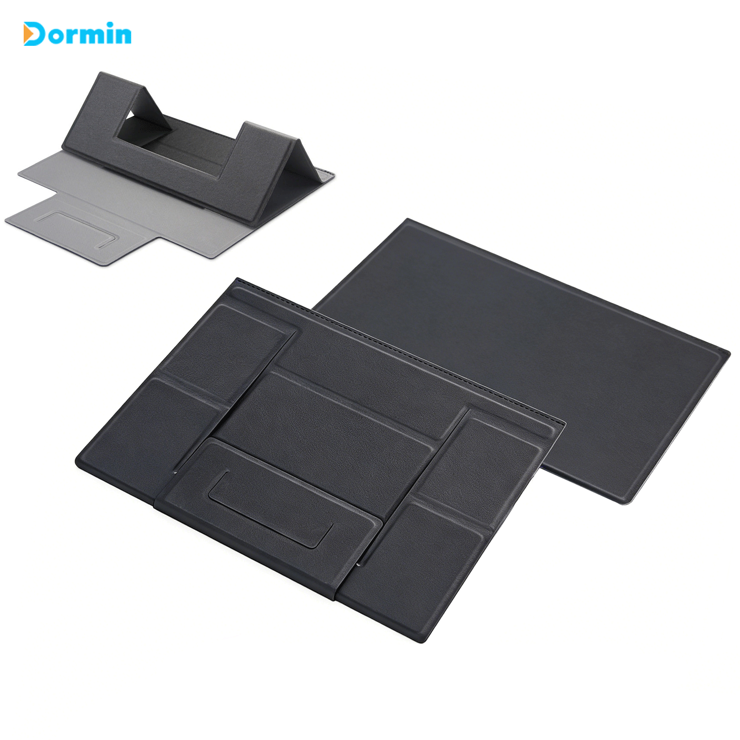 Desk Corner Mat - Foldable PU Leather Laptop Stand Double