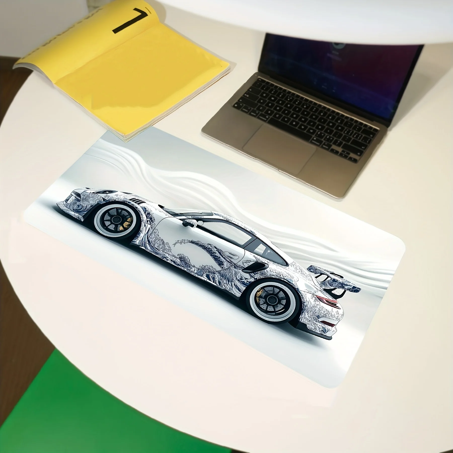 Large White Sports Car Design  - Desk Corner Mat review and price