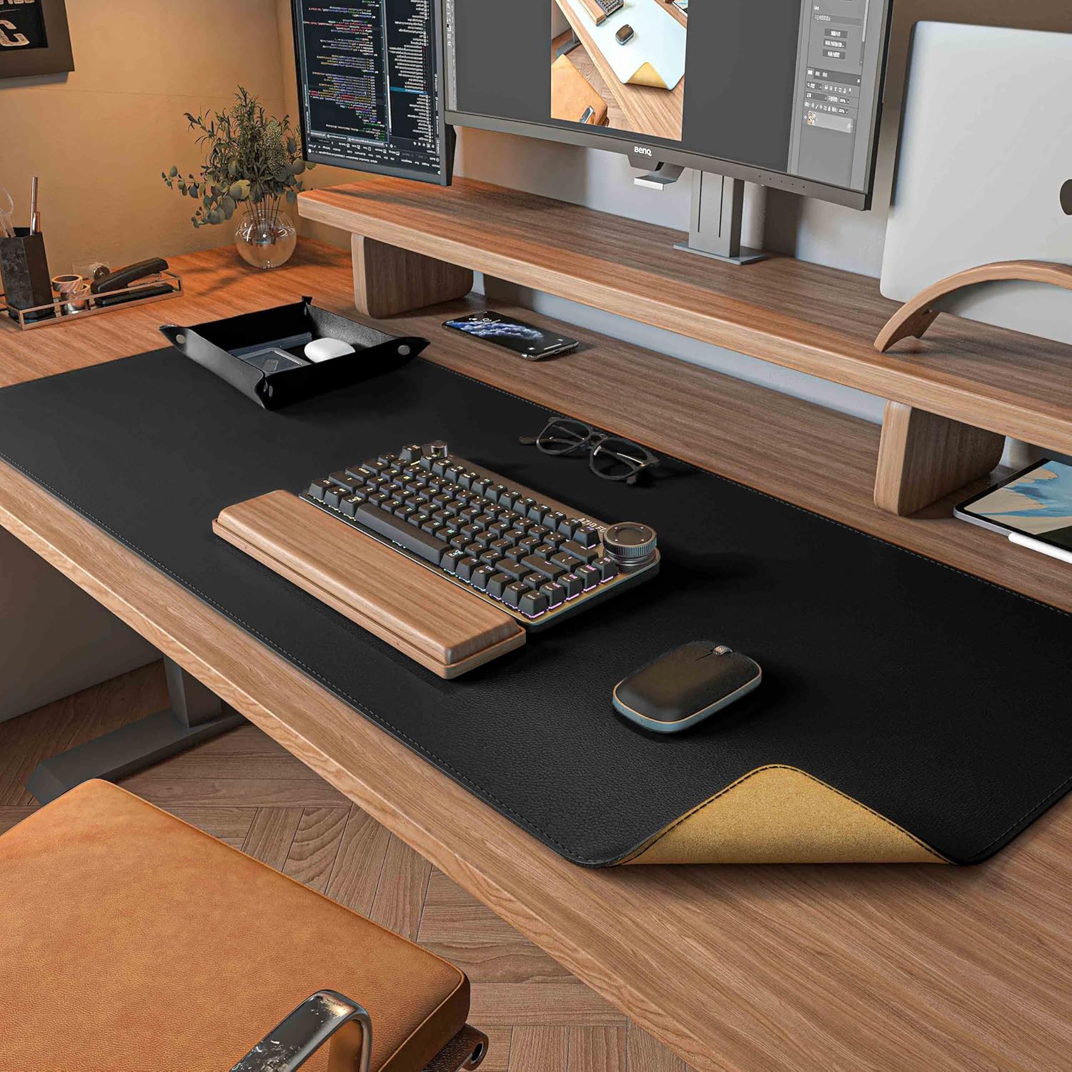 Dual Sided Desk Mat,Leather De - Desk Corner Mat review and price
